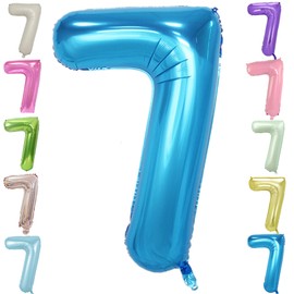 Number 7 Balloons 40 inch Blue Number Balloons for 7 Year Old Kids Party Decoration, 27 37 70th Birthday Balloons Decorative for Big Numbers (Dark Blue 7)
