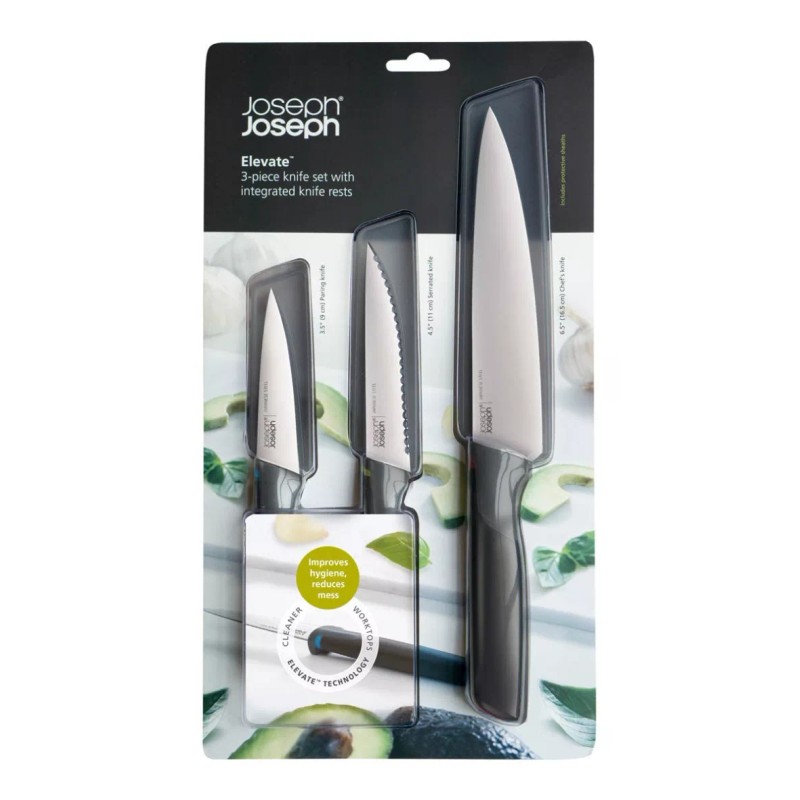 Joseph Joseph Set 3 Cuchillos Acero Inoxidable Japonés Y Protector