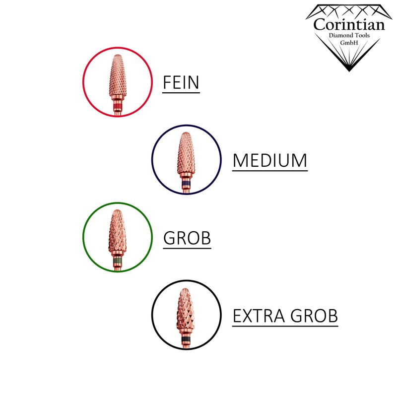 Corintian Nail Cutter Attachment Carbide Flame Bit Fine Extra Coarse