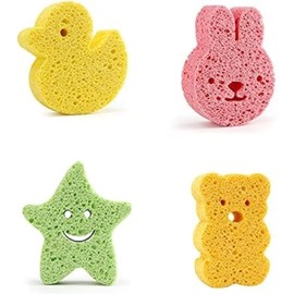 4Pcs Baby Bath Sponge Soft Baby Sponge for Bathing,Cute Animal Shapes Natural Kids Bath Sponges for Infants,Fast Drying Baby Bath Tub Sponge,Fun Baby Shower Sponge for Babies and Children
