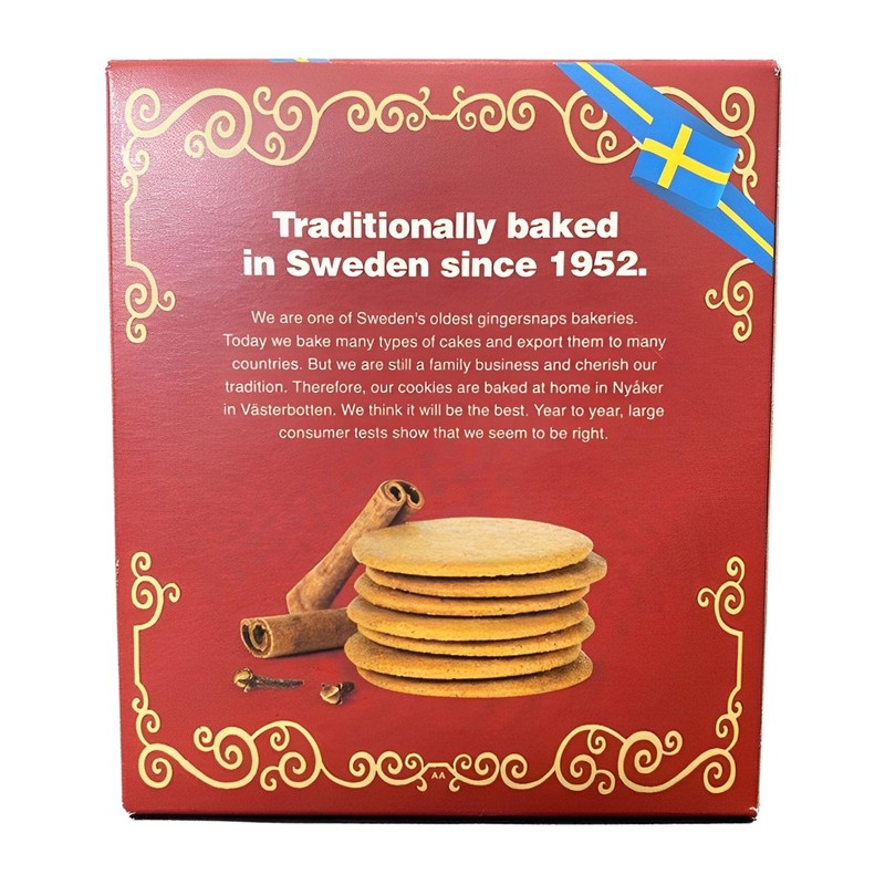 Nyaker Swedish Gingersnap Cookies Twin Sleeve, 10.6-ounces (Pack of 3: