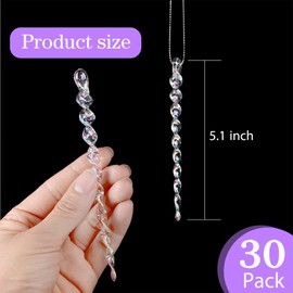 30 Pcs Plastic Icicle Twisted Plastic Icicle Christmas Ornaments Christmas Tree Hanging Decoration and Holiday Xmas Party Wedding Hanging(5.12 Inch,Colorful)