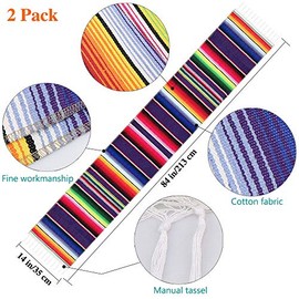 Dreamtop - Juego de 2 caminos de mesa mexicanos de 14 x 84 pulgadas, camino de mesa Serape para fiestas mexicanas, decoraciones de boda, picnics al aire libre, mesa de comedor, caminos de mesa de