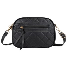 Fjquamitix Women's Crossbody Bag, Waterproof PU Leather Shoulder Bags with Adjustable Strap, 3-Layer Spacious Handbags for Travel, Work & Dating (5 Colors) (Black)