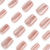 KaleidNail False Nails 24Pc Short Square Shape Nude Pink Glitter