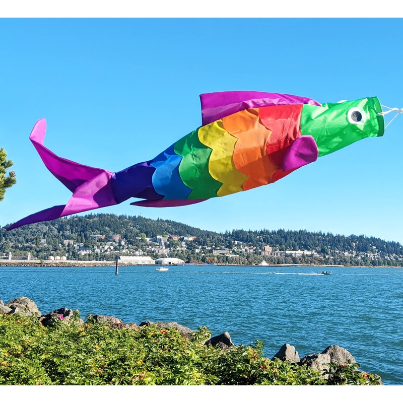 Madrona Brands Rainbow Fish Windsock | Durable Outdoor Hanging Decoration