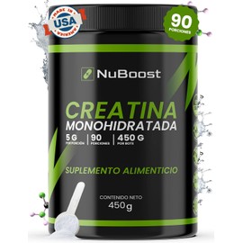 Nuboost Creatina Monohidratada 450g - Creatine Micronizada Pre-Workout - 90 Raciones Alta Pureza - Hecha en USA                                       