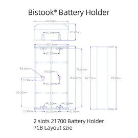 Bistook 2 ranuras 3,7 V 21700 - Caja de almacenamiento de batería de plástico con pines, paquete de 4 (4 piezas 4 soldaduras)