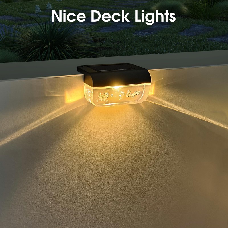 Eyrosa Solar Deck Lights 8 Pack, Solar Lights Outdoor Waterproof