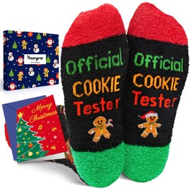 HAPPYPOP Christmas Cookies Gifts Gingerbread Socks - Gingerbread Stockings Cookie Gifts for Kids Socks 7-9 Years Old