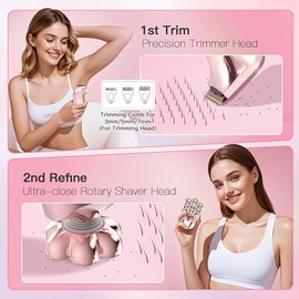 HEBECA Afeitadora eléctrica 7D para mujer, maquinilla de afeitar eléctrica mejorada para mujeres con cabeza magnética flotante giratoria, desmontable 