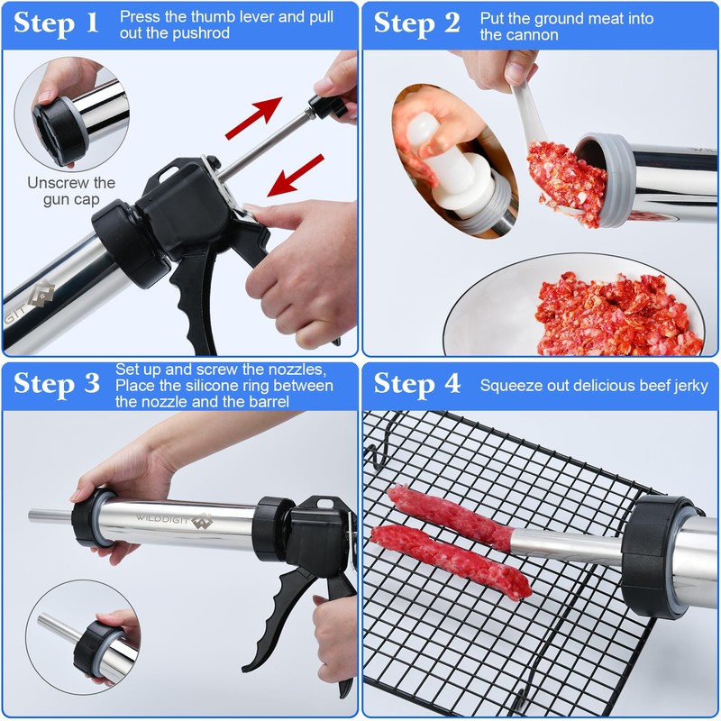 WILDDIGIT Professional Beef Jerky Gun Kits, Stainless Steel Jerky Maker,