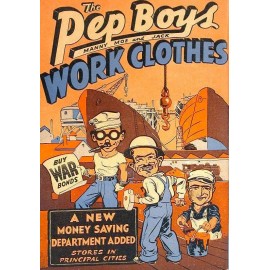 PEP BOYS 1943 PEP BOYS  Manny Moe Jack WAR BONDS AUTO PARTS STORE ADVERT.  5x7 REPRINT