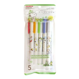 Zebra Highlighter, Mildliner, Snoopy Specialty Mild, Set of 5 Colors, WKT7-SN2-5C-KO