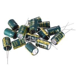 sourcing map Aluminum Radial Electrolytic Capacitor Low ESR Green with 1500UF 16V 105 Celsius Life 3000H 10 x 17 mm High Ripple Current,Low Impedance 15pcs