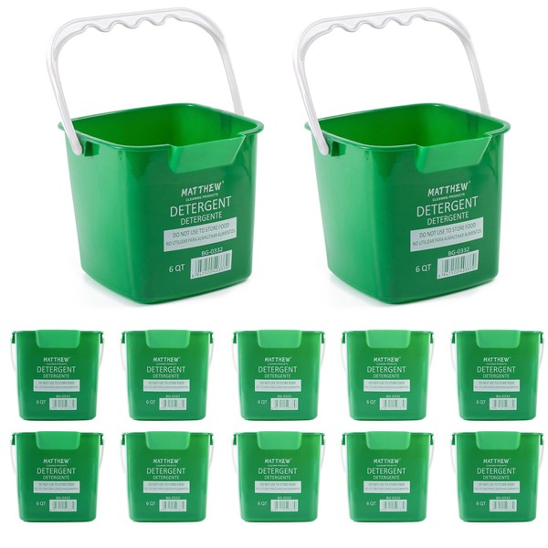 Matthew Detergent&Sanitizing Cleaning Bucket 6 Quart Plastic Pail,Set of 12