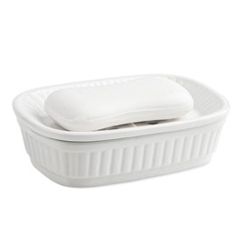 VanEnjoy White Ceramic Soap Dish, Self-Draining Kitchen Sink Soap Holder