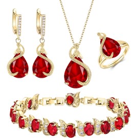EVER FAITH Boda Sets de Joyería Cristal Zirconia Cúbica Piedra Natal Gota de Agua Collar Arete Set para Novia Regalo para cumpleaños/Día de la Madre/Navidad