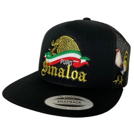 Unbranded PURO SINALOA Y EL GALLO A LADO EL CHAPO GUZMÁN HAT BLACK MESH MEXICO