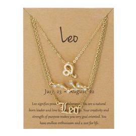 3Pcs Zodiac Necklace Gift for Women 12 Constellation Pendant Necklace for Teen Girls Zodiac Valentine Gifts for Girlfriend (Leo)