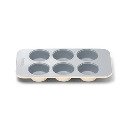 Caraway Nonstick Ceramic 6 Cup Muffin Pan – Non-Toxic, PTFE & PFOA Free – Oven Safe – Aluminized Steel Core – Small Muffin Pan for Baking Cupcakes, Muffins & More - Cream