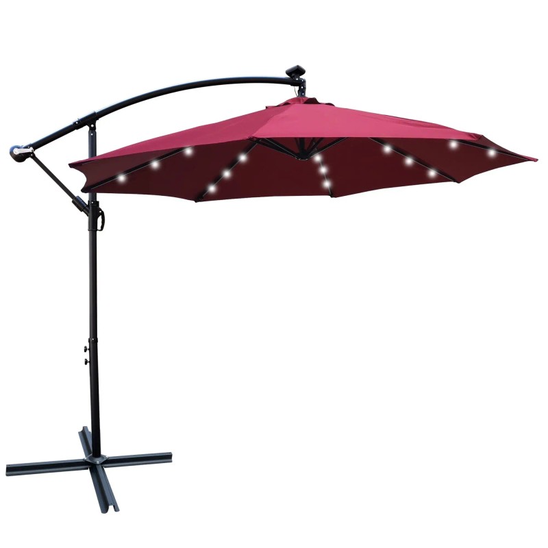 10 ft Outdoor Solar Powered LED Lighted Patio Umbrella Waterproof