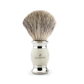 Shaving Set for Men 3 Piece Set - Super Badger Shaving Brush & Triple Edge Razor + Razor Stand & Brush by JAGSHAVING Premium Resin + Metal Handles