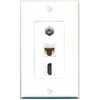 RiteAV Decorative Wall Plate Coax Cat6 HDMI - 1 Gang [White]