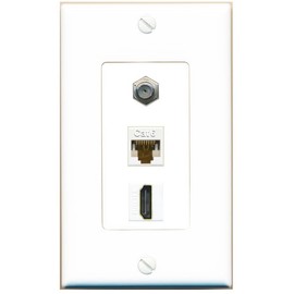 RiteAV Decorative Wall Plate Coax Cat6 HDMI - 1 Gang [White]