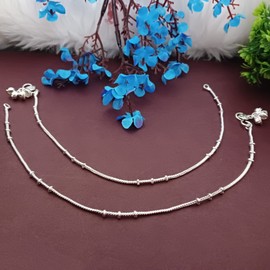 Efulgenz Silver Tone Indian Jewelry Anklets for Women Indian Bollywood Boho Anklets Ankle Bracelet Payal Anklet Set Foot Jewelry