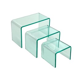 New 2 Inch Deep 3 Piece Acrylic Riser Display Stand Color Variation Set 1 (Glass Green)