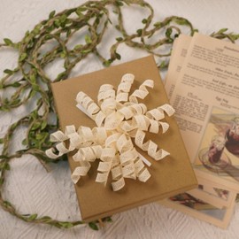 Lakkity Environmentally Friendly Paper Webbing Curly Bows for Gift Wrapping Set of 8, Self Adhesive Bows for Gift Wrapping, Treat Bags, Gift Bags, Christmas, Wedding, Party Decorations (Creamy White)