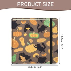 Small Square 5x5" 80gsm Mini Notebooks Blank Pages Sketchbooks Travel Journal Pocket Hardcover Paint Writing Notebook Blank Diary Memo Planner Sketchbook Fabric Cover, Pumpkin Cat
