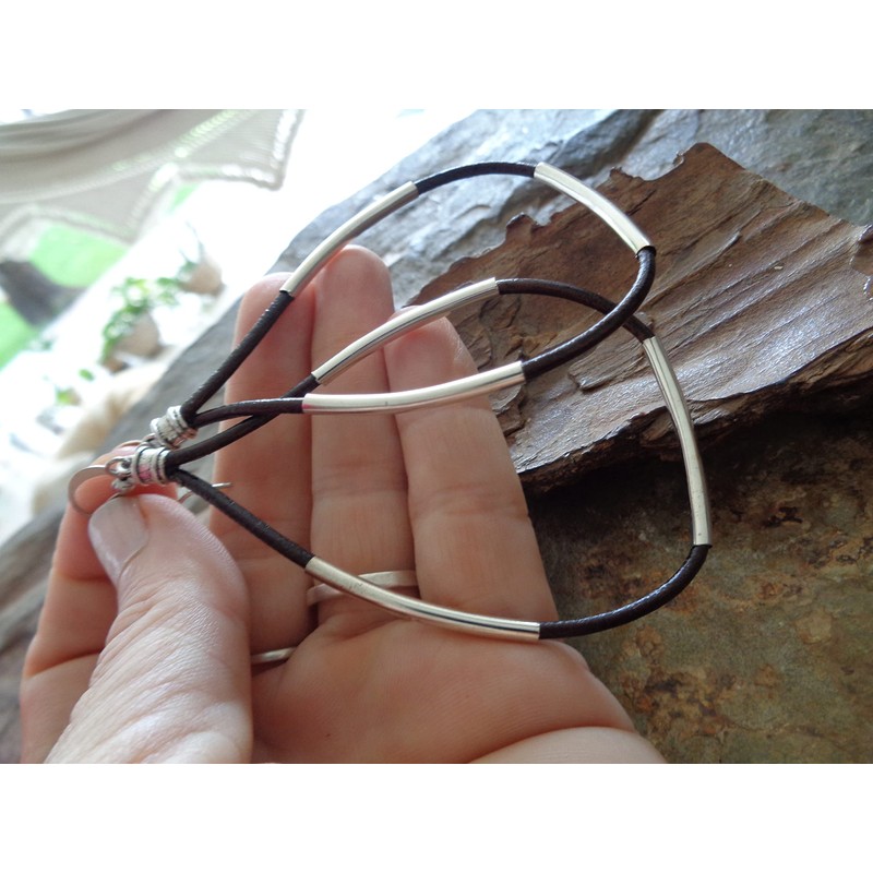 LEDER DREIECK grosse Ohrringe aus Antik Leder