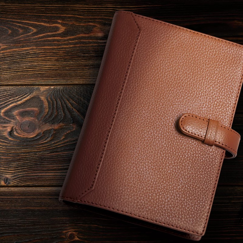 BLUE SINCERE System Notebook, A5 Size, Genuine Leather, 6 Holes,
