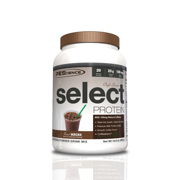 PEScience Select Cafe Protein, Iced Mocha, 20 Servings, Coffee Flavored Whey and Casein Blend