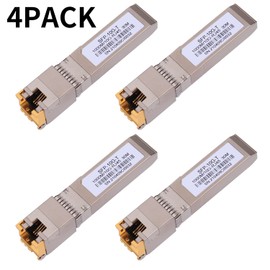 4PACK 10G SFP+ RJ45 Copper Transceiver, 10GBase-T Module SFP CAT.6a/7 up to 30 Meters Compatible with Cisco SFP-10G-T-S,Ubiquiti Unifi UF-RJ45-10G,Netgear,D-Link,TP-Link,Broadcom,Mikrotik and More