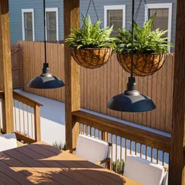 Ceybo Indoor/Outdoor 14” Black Mini Pendant Light, Adjustable Height, Rust Resistant and Waterproof Dimmable Lighting for Kitchen, Restaurant, Dining Room, Entryway, Yard