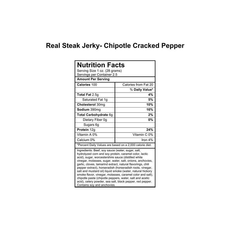 Chef's Cut Tender Real Steak Jerky, Chipotle Cracked Pepper, 2.5