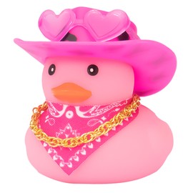 wonuu Car Dashboard West Cowboy Hat Colorful Rubber Ducks Decorations, Rubber Ducky for Car Ornament Cute Duck with Hat, Glasses, Necklace, Scarf (Pink Black)