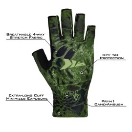 KastKing Sol Armis Sun Gloves UPF50+ Fishing Gloves UV Protection Gloves Sun Protection Gloves Men Women for Outdoor, Kayaking, Rowing, Hunting, Ambush Prym1,Large - X-Large