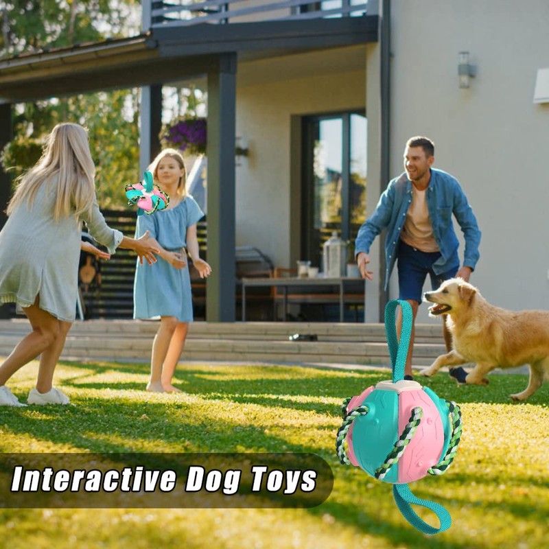 Addcean Dog Toy Balls with Chewing Ropes, Pet Flying Saucer