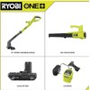 RYOBI ONE+ 18V Cordless String Trimmer/Edger and Blower/Sweeper Combo Kit