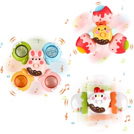 Suction Cup Spinner Toys for Babies 12-18 Months Baby Bath Toys for Toddlers 1-3 Baby Rotating Toys Sensory Toys Detachable Birthday Gifts for 1-3 Year Old Boys Girls
