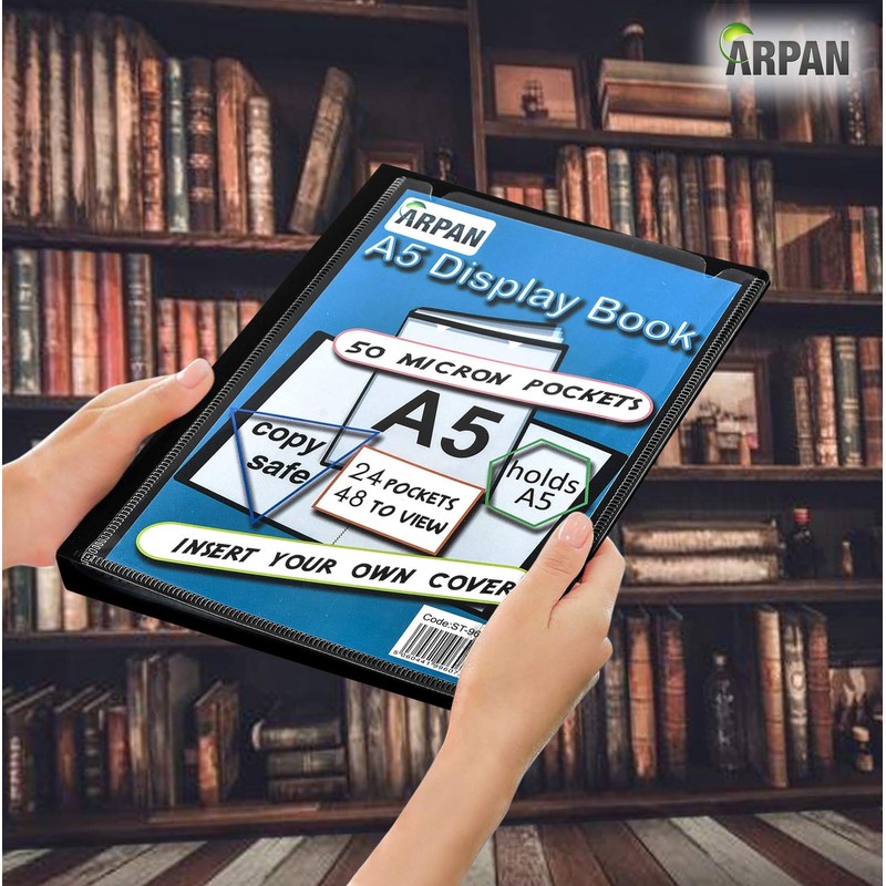 Display Book - 24 Pockets Black Presentation A5 Display Book