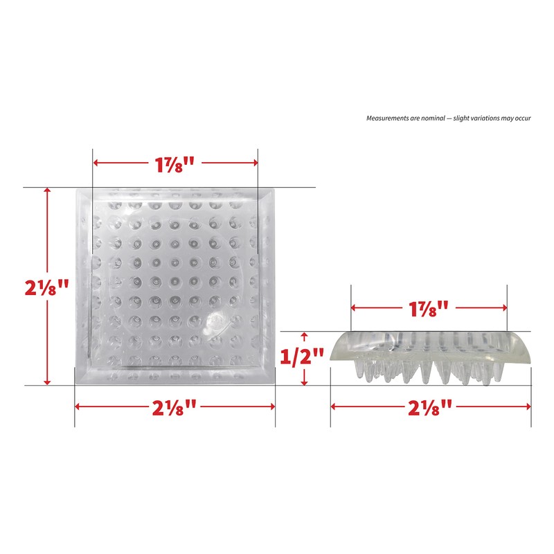 Shepherd Hardware 9083 1-7/8-Inch Square Spiked Furniture Cup, Clear Plastic,