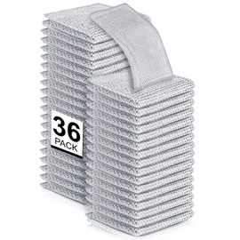 36 Pcs Cleaning Cloths for Wet & Dry, 20 x 20cm Non Scratch Steel Wire Dishwashing Rag, Double Sided Mesh Metal Dish Cloth, Multipurpose Wire Miracle Cleaning Cloths for Kitchen, Cookware, Dishes