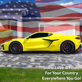 BOGAR TECH DESIGNS Precut Quarter Window American Flag Vinyl Decal Sticker Compatible with Chevy Corvette C8 2020-2025, Matte Black