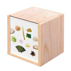 Fabulous Ramen Toppings Wooden Box for Japanese Kitchen (10 x 10 x 10 cm)