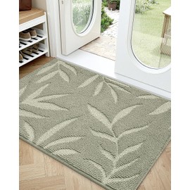 LUMI Front Door Mat Indoor Dirt Trapper for Entrance, Washable, Non Slip, Absorbent Low-Profile Doormat Inside for for Entry, Patio, Garage, 32"x48", Green